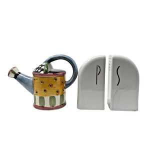 Vintage Ceramic Watering Can Salt & Pepper Shakers Lot of 3 Kitchen Decor Flaws*